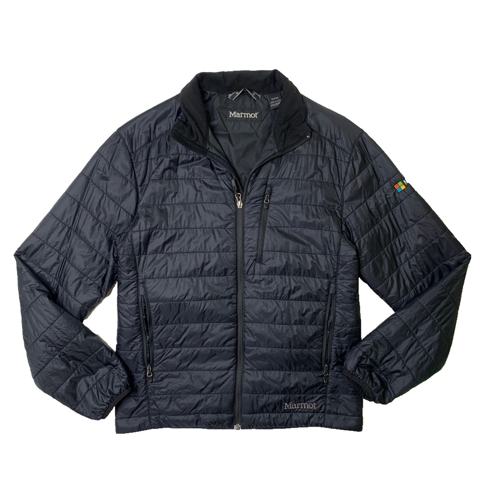 Marmot Jacket Mens Small Black Calen Insulated Puffer Primaloft Zip Up Microsoft